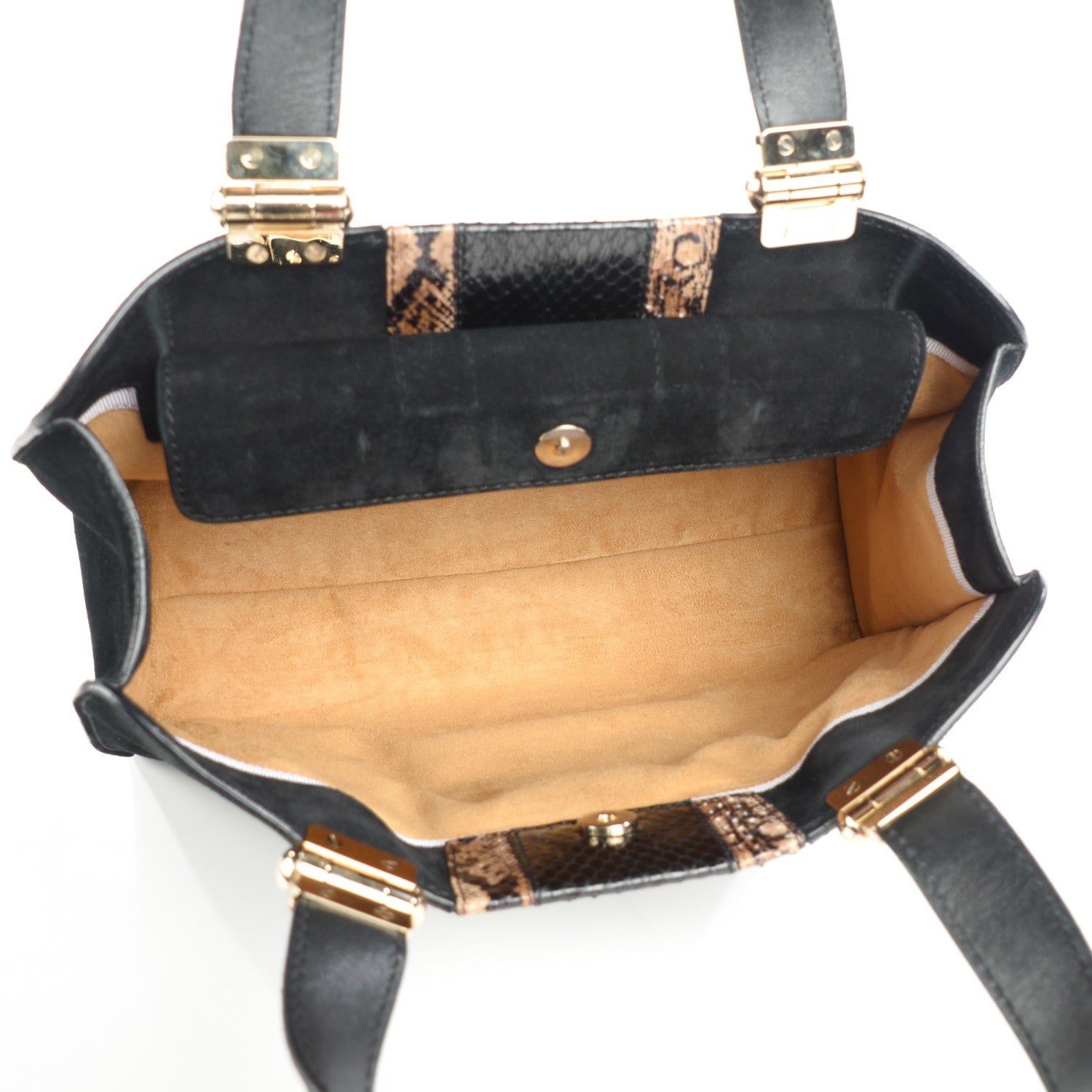 Jimmy Choo Suede Snakeskin Tote Black 5 of 6