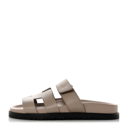 Hermes Calfskin Womens Chypre Sandals 35 Beige Mastic 1 of 8