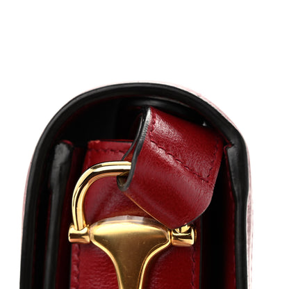 Gucci GG Supreme Monogram Azalea Calfskin Horsebit 1955 Shoulder Bag Beige Ebony New Cherry Red 10 of 11