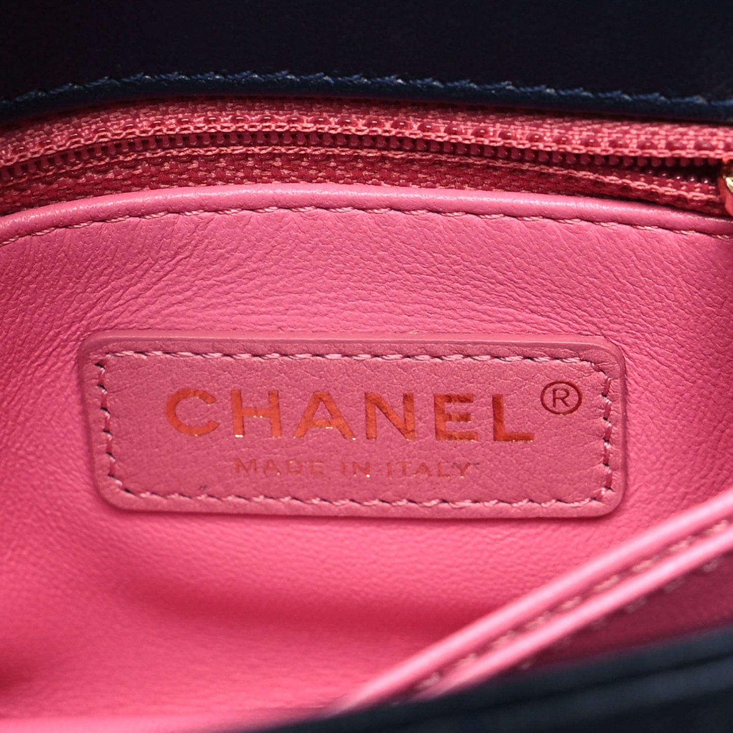 Goatskin Quilted Extra Mini Rainbow Coco Handle Flap Navy Blue