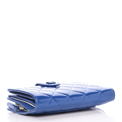 Chanel Patent Quilted Zipped Pocket Wallet Blue 4 of 15