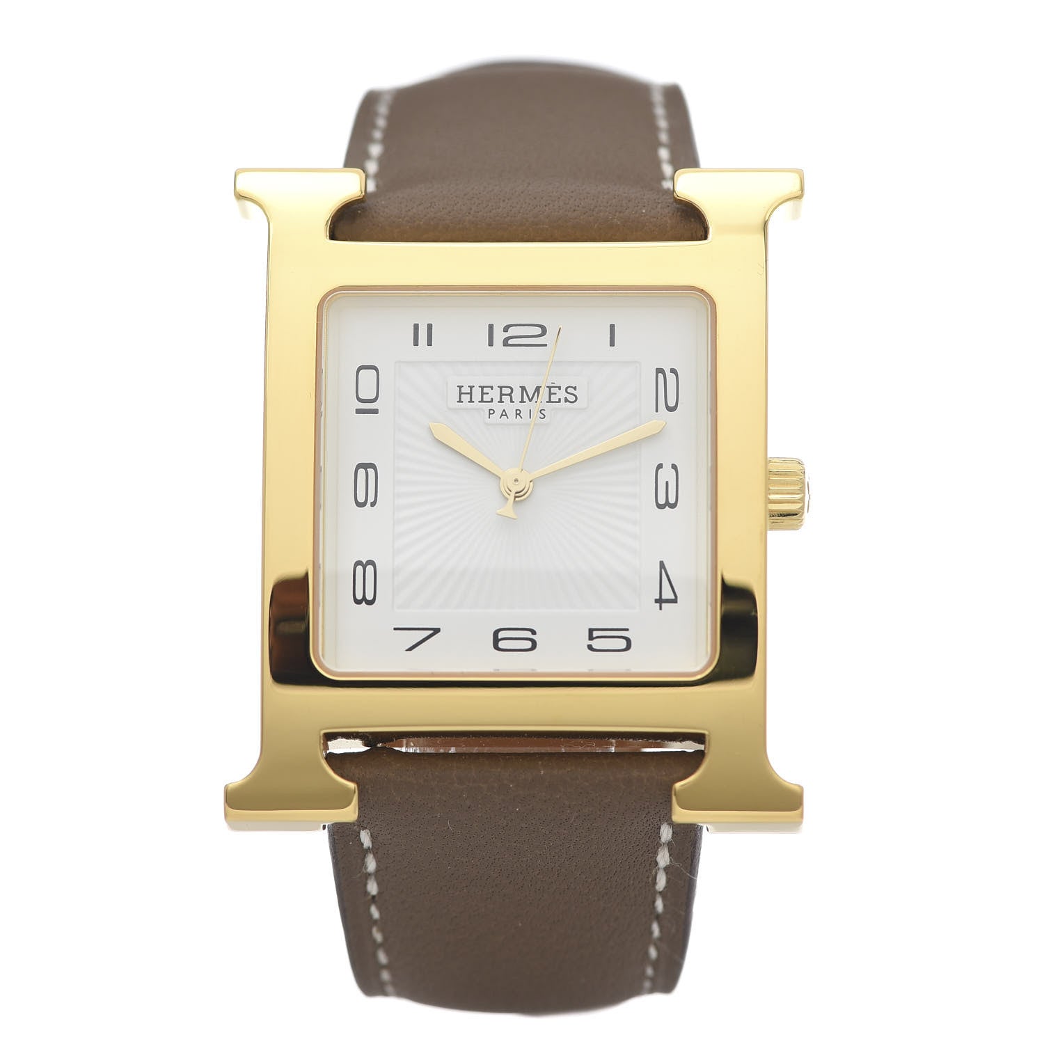 Hermes Stainless Steel Swift 30.5mm Heure H Hour Quartz Watch Etoupe 1 of 8