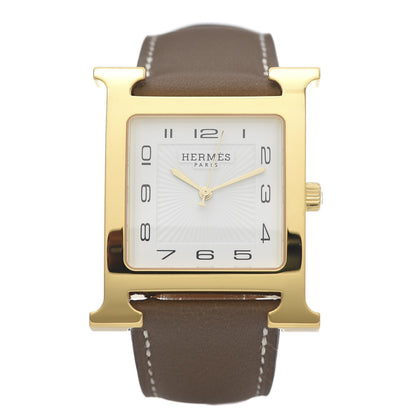 Hermes Stainless Steel Swift 30.5mm Heure H Hour Quartz Watch Etoupe 1 of 8