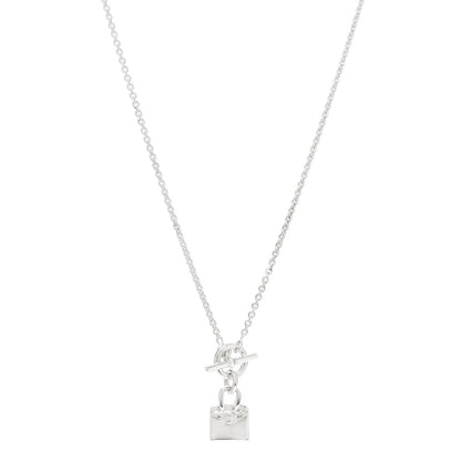 Hermes Sterling Silver Birkin Amulette Pendant Necklace 1 of 5