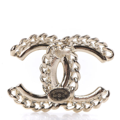 Chanel Crystal Chain CC Earrings Gold 4 of 5