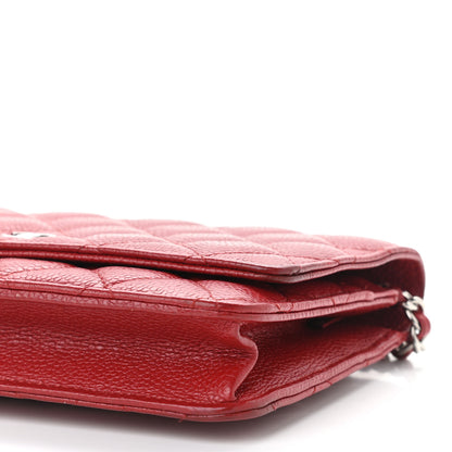 Chanel Caviar Quilted Wallet on Chain WOC Red 11 of 12