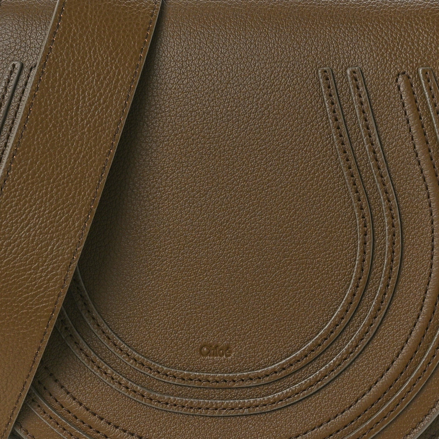 Chloe Grained Calfskin Medium Marcie Slim Round Crossbody Bag Dark Khaki 8 of 11
