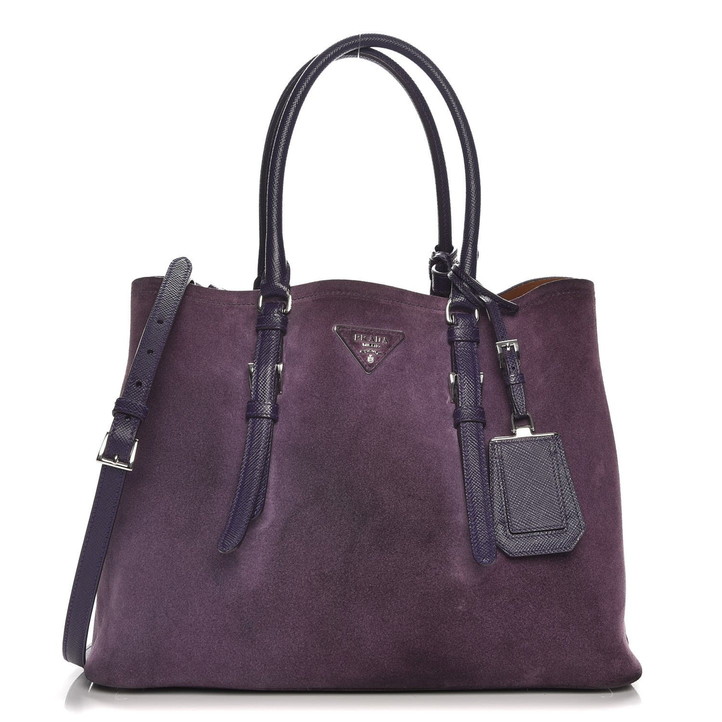 Scamosciato Suede Medium Double Handle Tote Uva Nocciolo