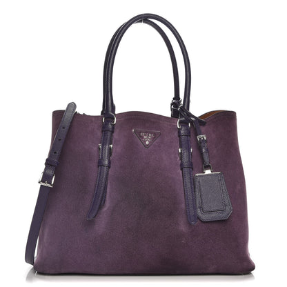 Prada Scamosciato Suede Medium Double Handle Tote Uva Nocciolo 1 of 7