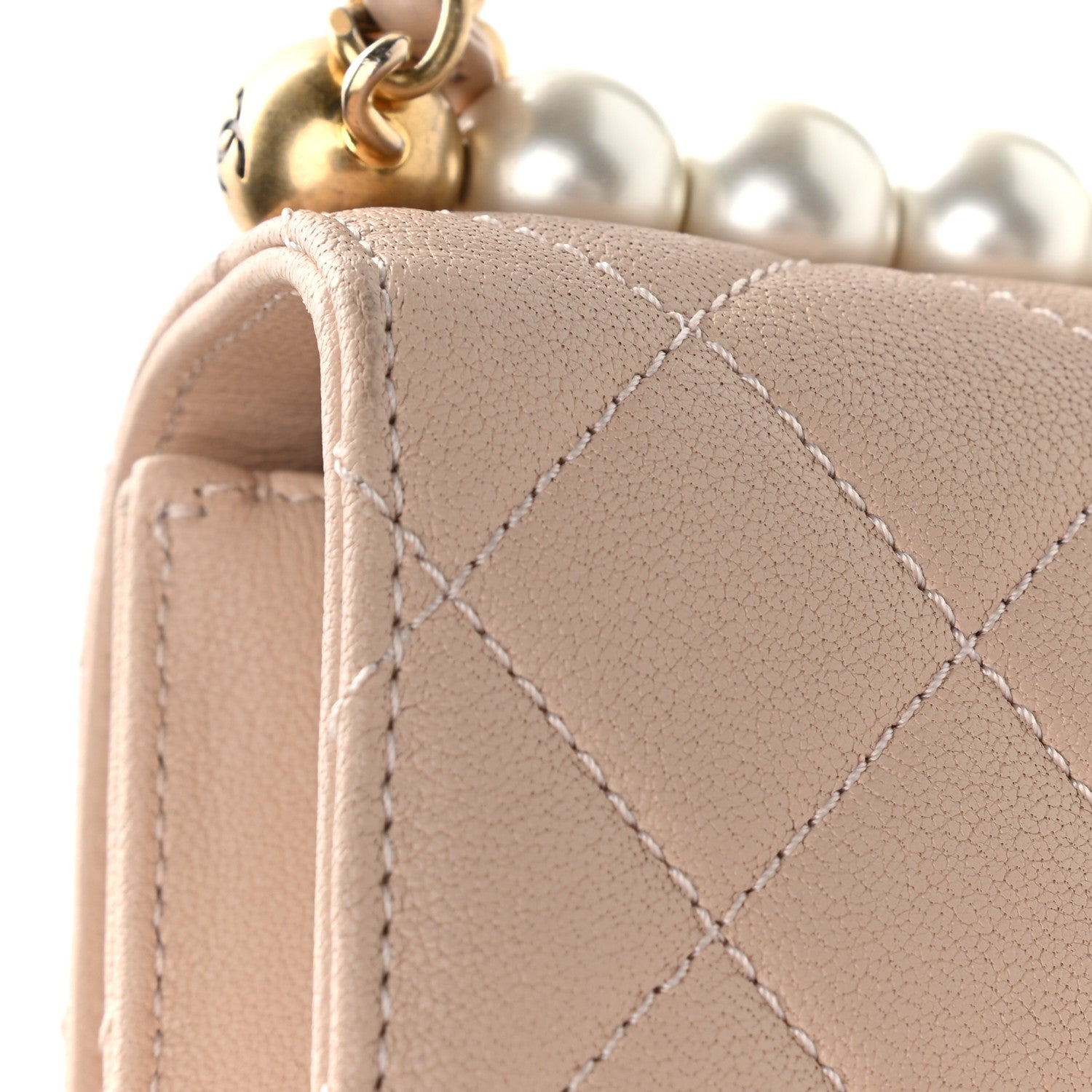 Chanel Lambskin Quilted Small Chic Pearls Flap Beige 11 of 13