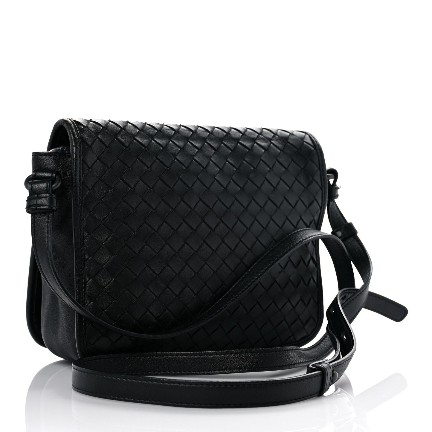 Nappa Intrecciato Flap Crossbody Black