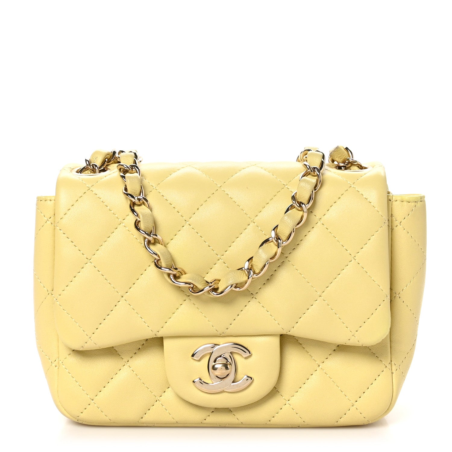 Chanel Lambskin Quilted Mini Square Flap Light Yellow 1 of 10