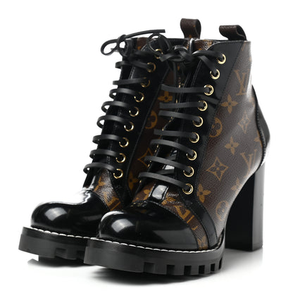 Louis Vuitton Patent Calfskin Monogram Star Trail Ankle Boots 37.5 Black 3 of 7