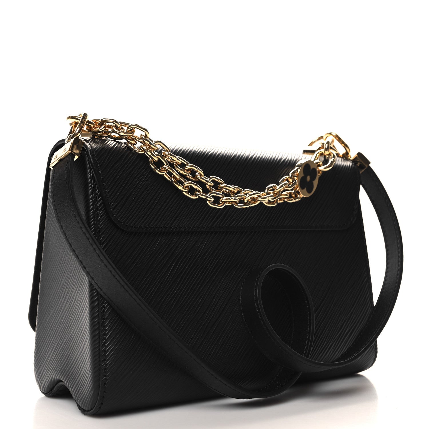 Louis Vuitton Epi Twist Monogram Flower Chain Shoulder Bag MM Black 4 of 10