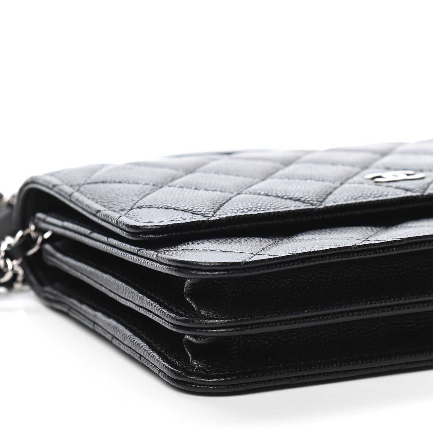 Caviar Quilted Square Wallet On Chain WOC Black