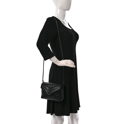 Saint Laurent Calfskin Y Quilted Monogram Monochrome Toy Loulou Crossbody Bag Black 2 of 10