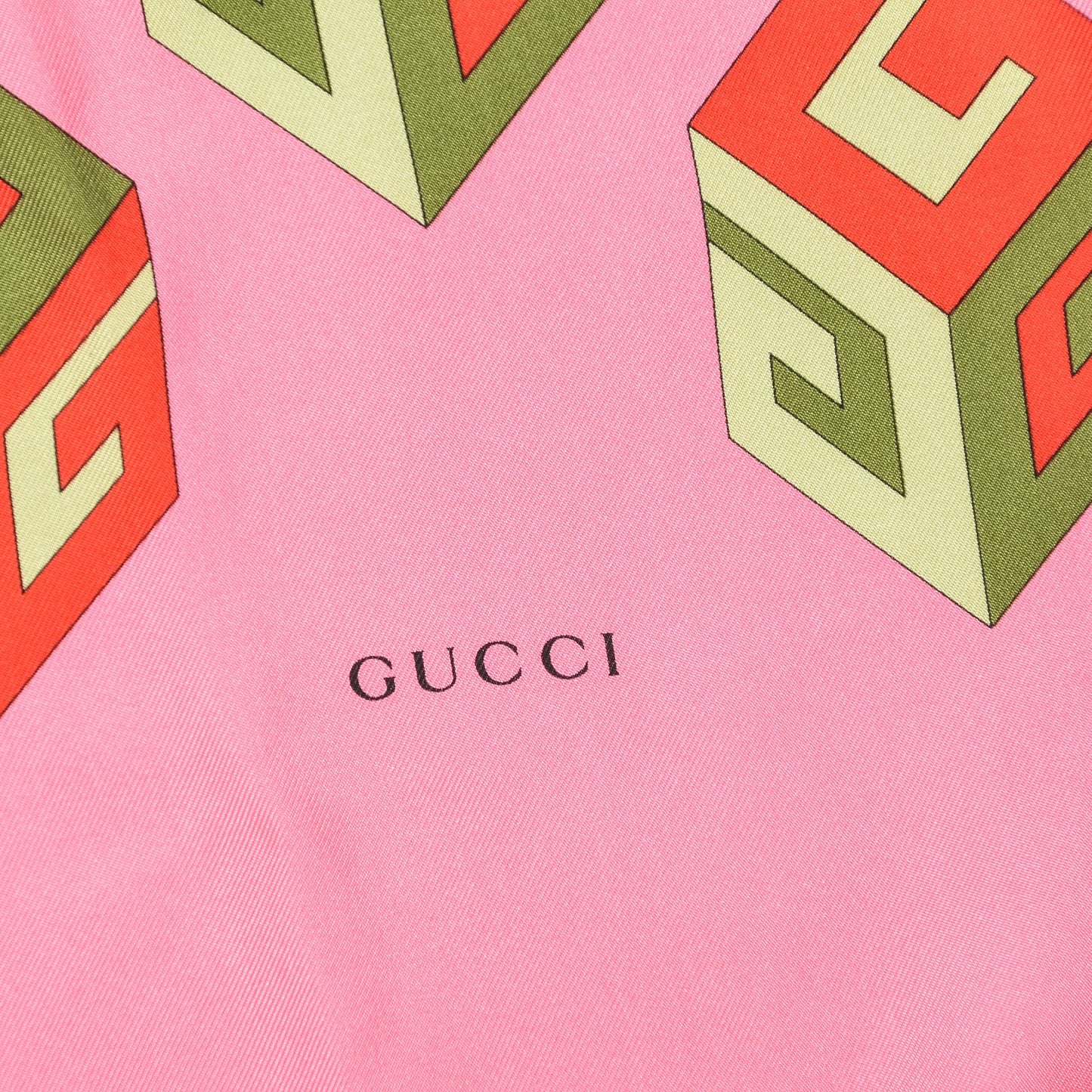 Silk Twill Gucci Cubo Square Scarf Roseatte Red