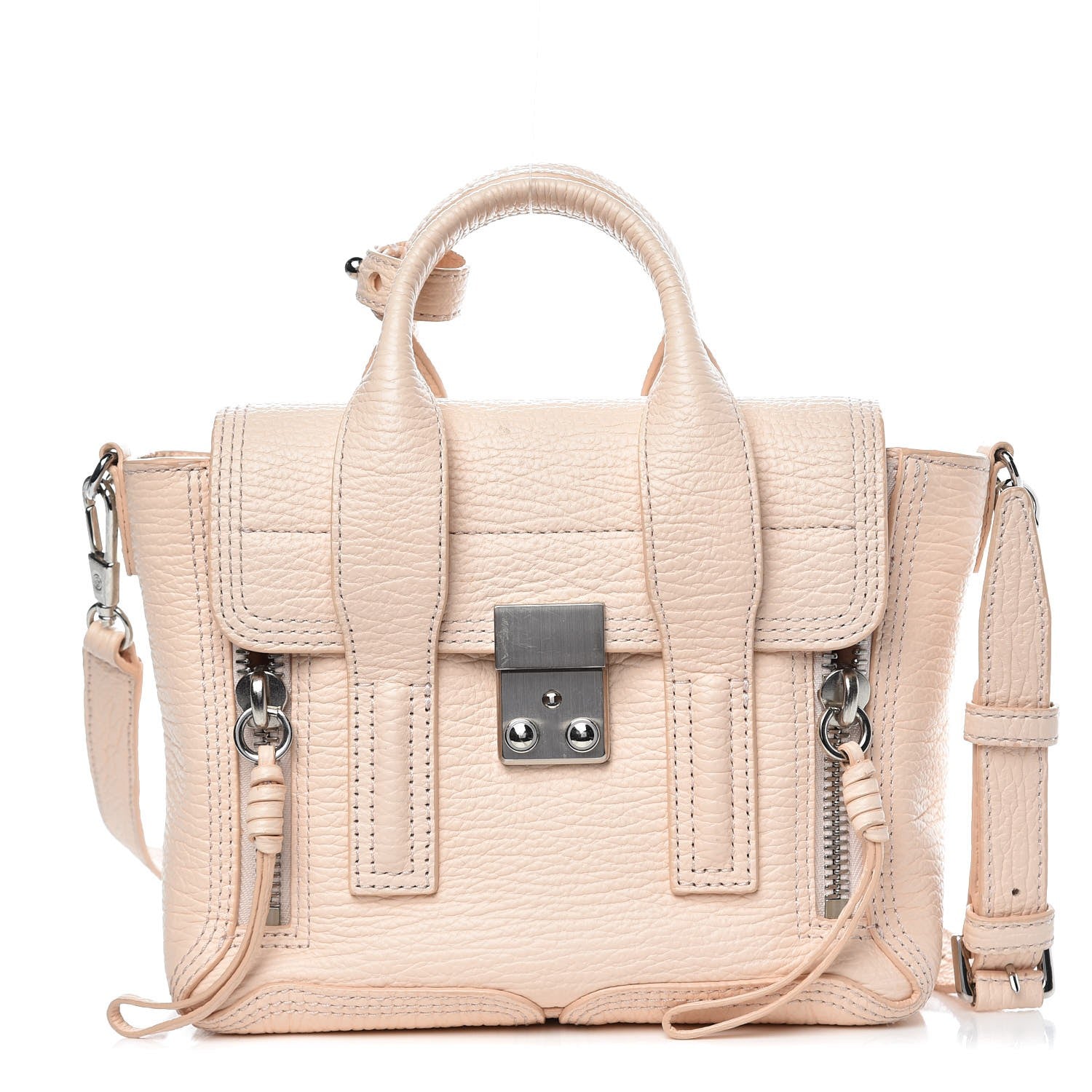 3.1 Phillip Lim 3.1 Textured Calfskin Mini Pashli Satchel White Peach 1 of 10