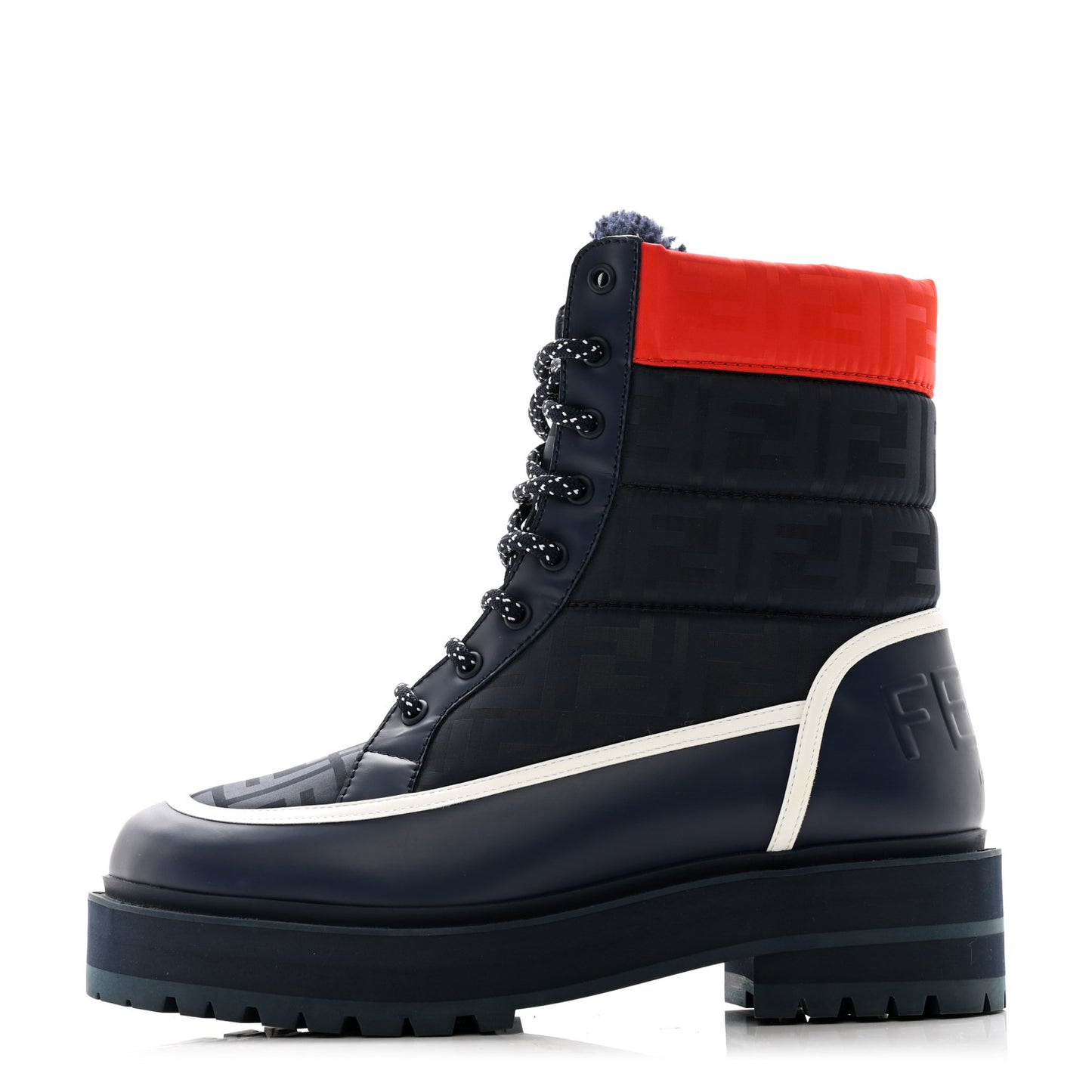 Vitello Nylon FF Biker Boots 40.5 Navy Red