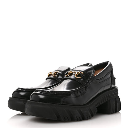 Gucci Magnum Calfskin Nappa Samoa Womens Horsebit Platform Chunky Lug Sole 40mm Loafers 41 Black 4 of 8