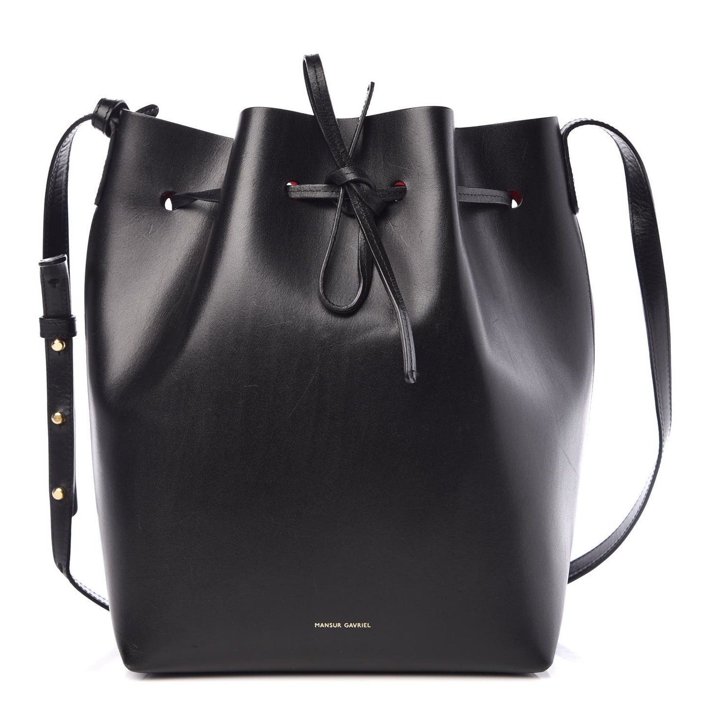 Vegetable Tanned Calfskin Bucket Bag Black Flamma
