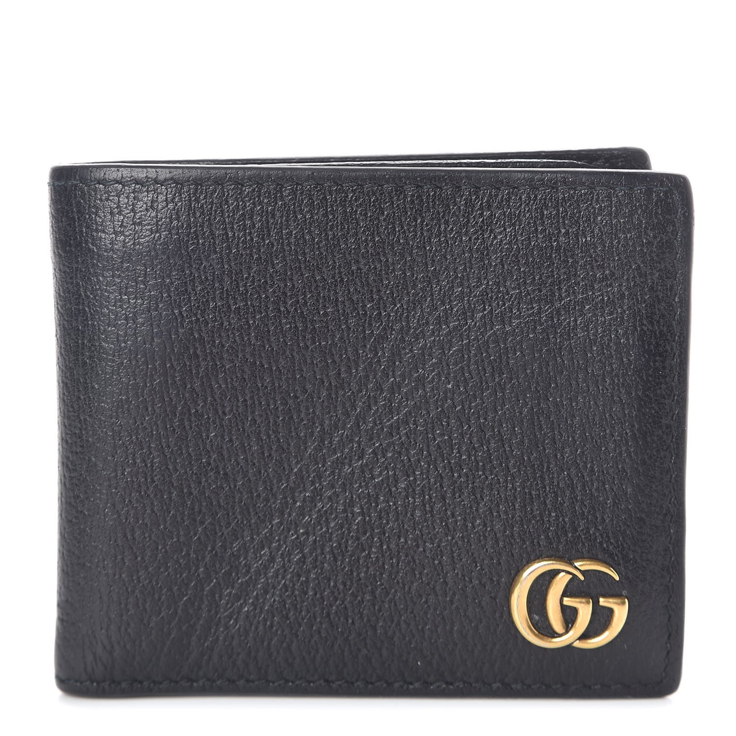 Calfskin Boar Effect GG Marmont Bi-Fold Wallet Black