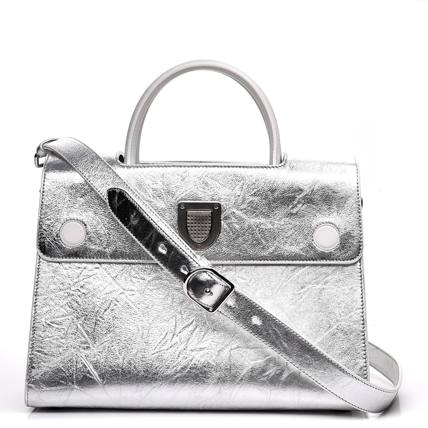 Christian Dior Metallic Calfskin Medium Diorever Flap Silver 1 of 12