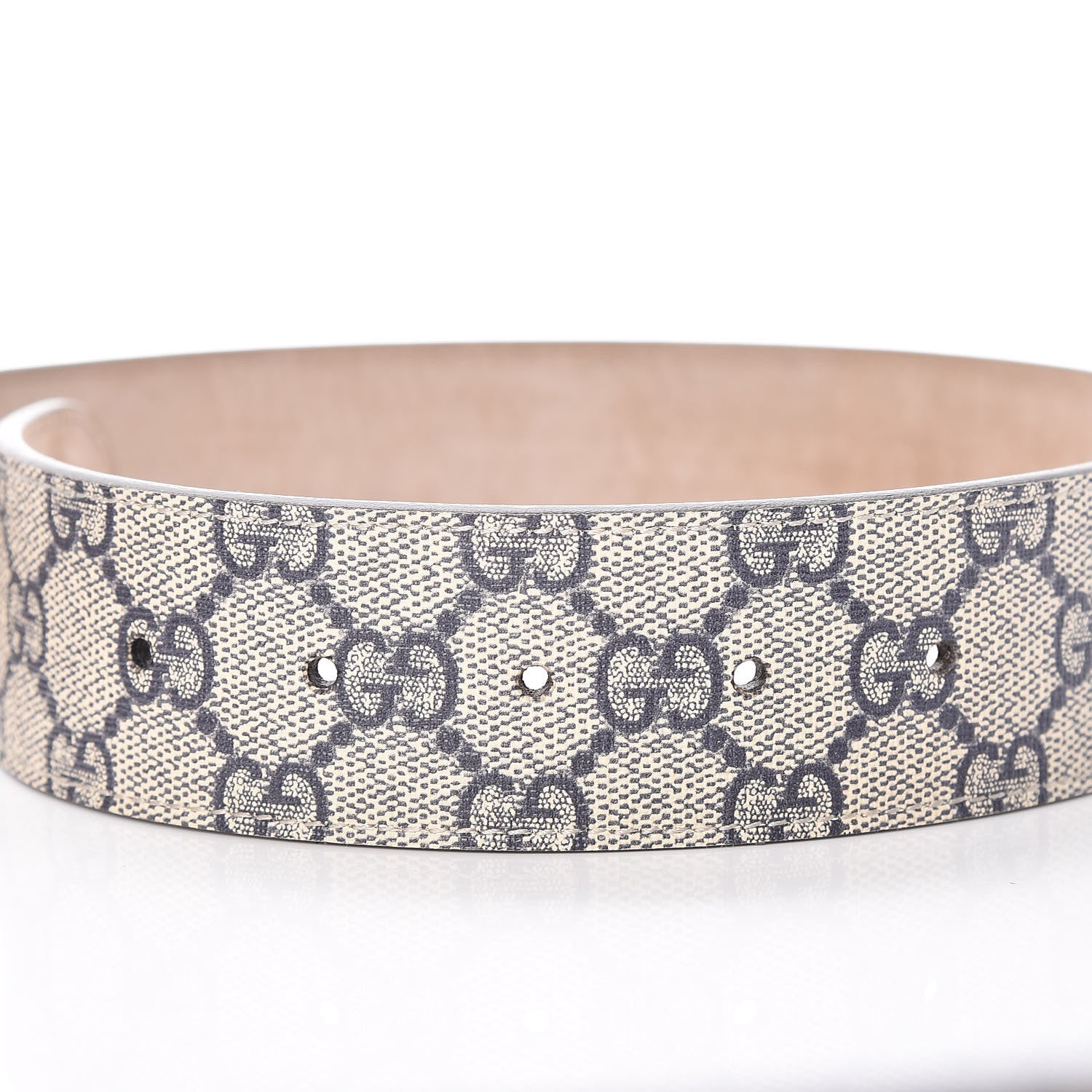 Gucci GG Supreme Monogram Selleria Calfskin Interlocking G 40mm Belt 95 38 Beige Ebony Blue 6 of 8