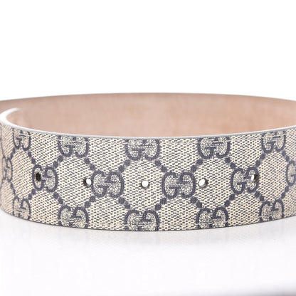 Gucci GG Supreme Monogram Selleria Calfskin Interlocking G 40mm Belt 95 38 Beige Ebony Blue 6 of 8