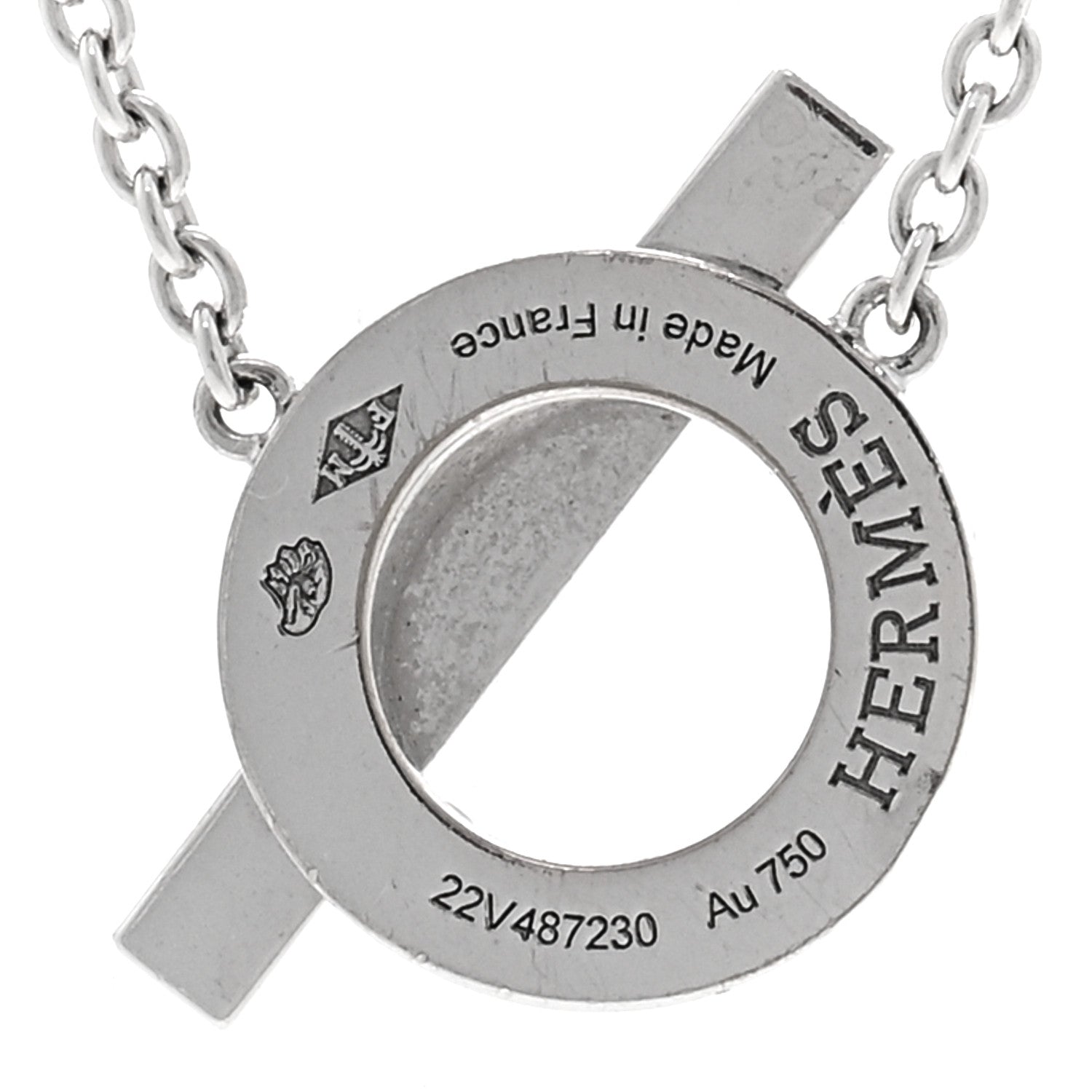 Hermes 18K White Gold Diamond Finesse Pendant Necklace 4 of 4