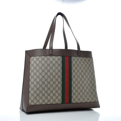 Gucci GG Supreme Monogram Web Ophidia Tote Brown 4 of 10