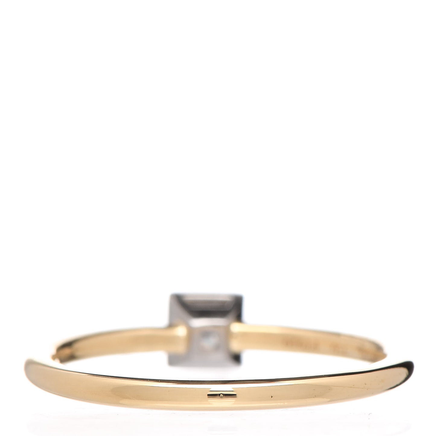 18K Yellow Gold Platinum Diamond .15ct Square Bezet Ring 52 6