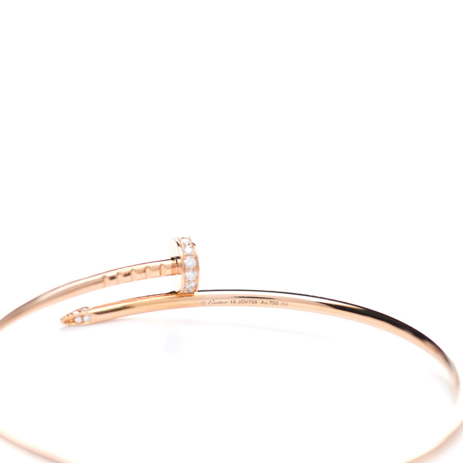 Cartier 18K Pink Gold Diamond Small Juste Un Clou Bracelet 18 3 of 4