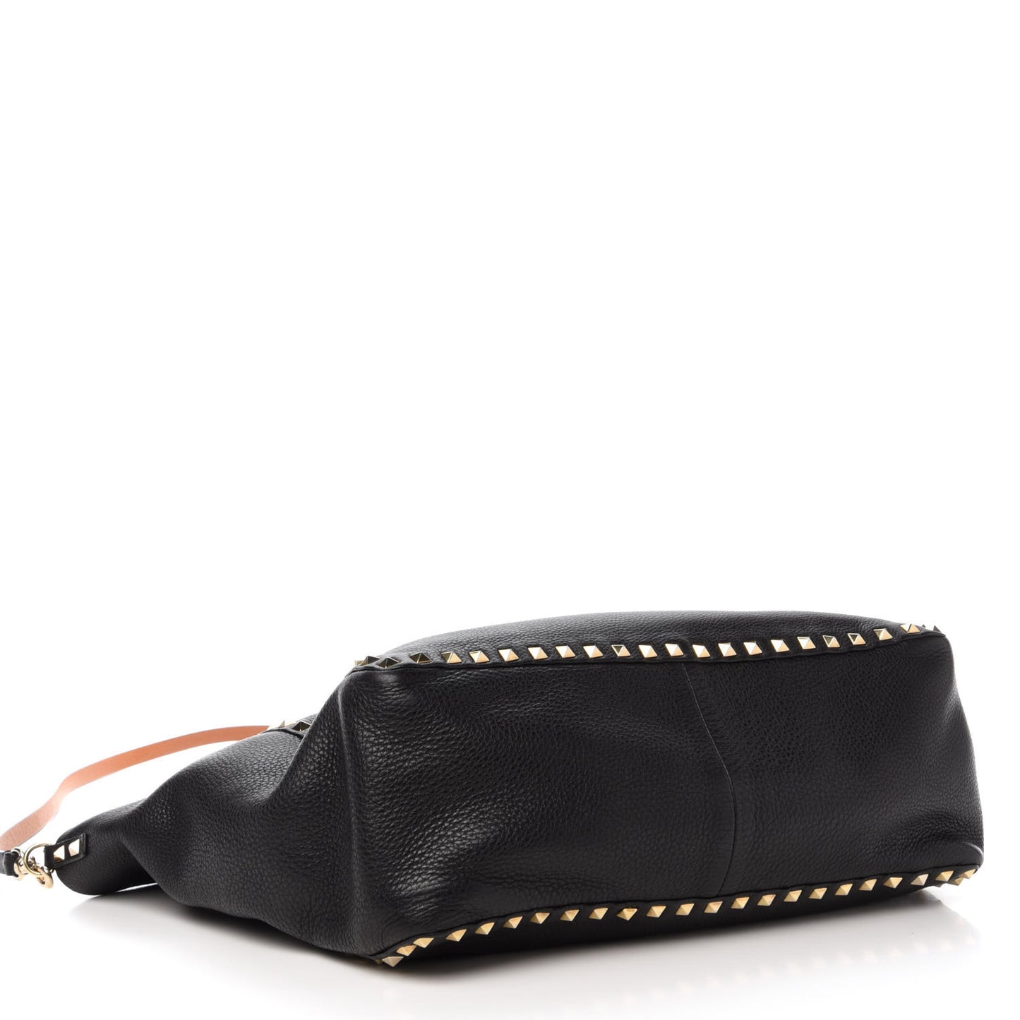 Pebbled Calfskin Medium Rockstud Reversible Tote Black Light Cuir