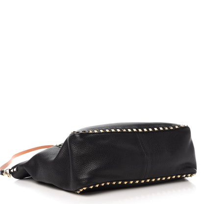 Valentino Garavani Pebbled Calfskin Medium Rockstud Reversible Tote Black Light Cuir 5 of 22