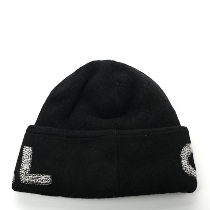 Chanel Cashmere Logo Beanie Hat Black Light Grey 3 of 4