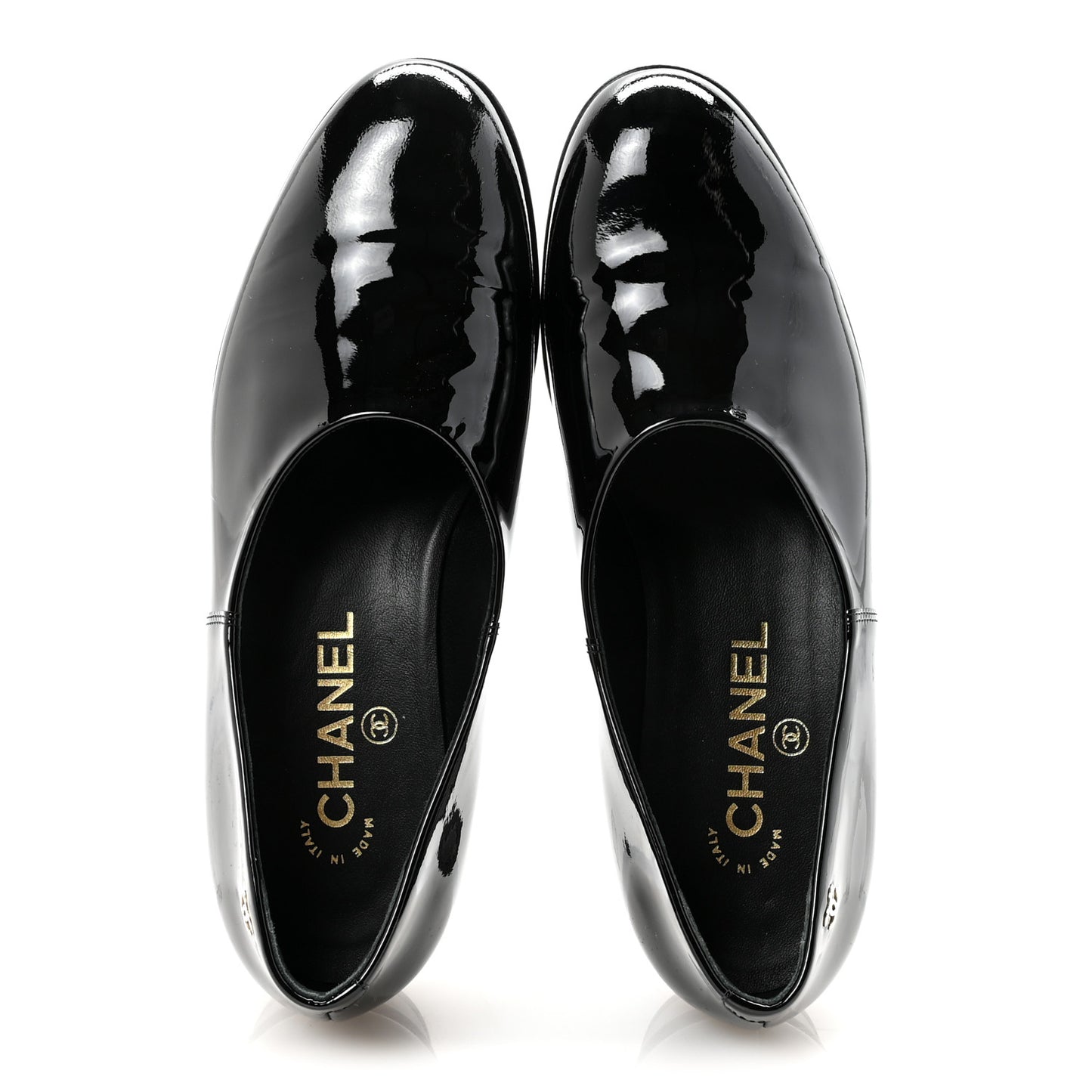 Patent Calfskin Moccasin Loafers 36 Black