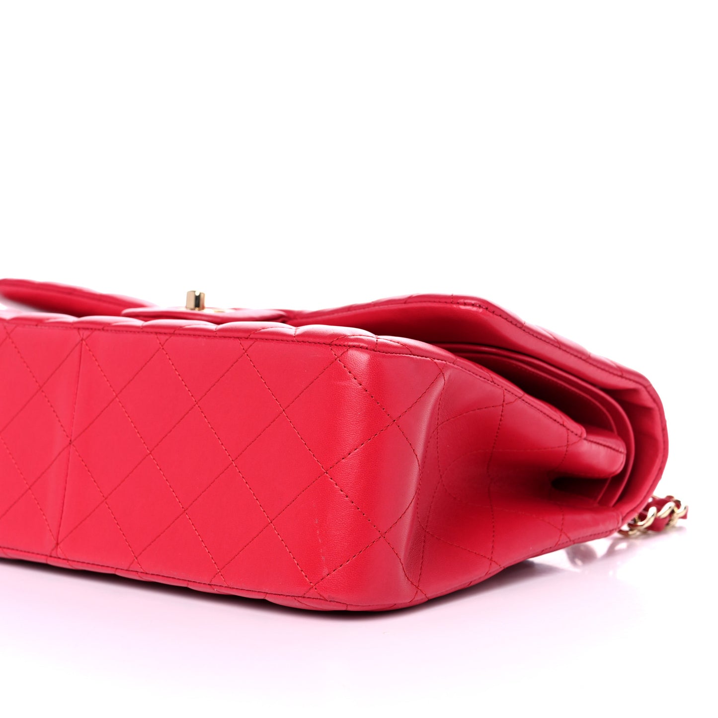 Lambskin Quilted Jumbo Double Flap Red