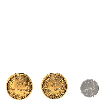 Chanel Metal Rue Cambon Clip On Earrings Gold 5 of 8