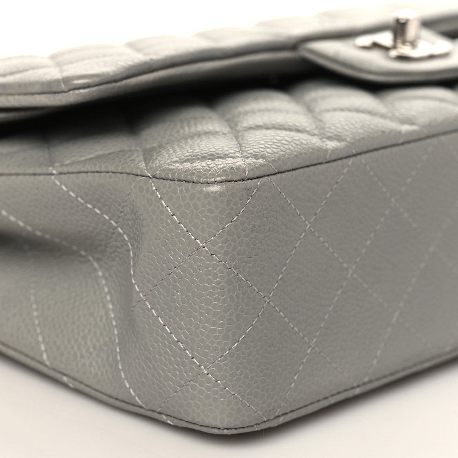 Chanel Caviar Quilted Medium Double Flap Grey 8 of 9