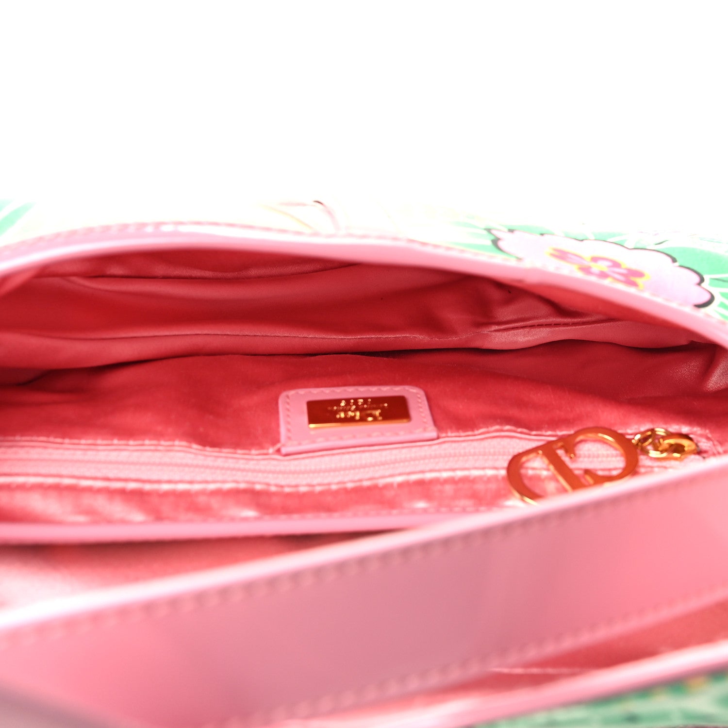 Christian Dior CHRISTIAN DIOR Satin Tassel Koi Saddle Bag Green Pink 5 of 10