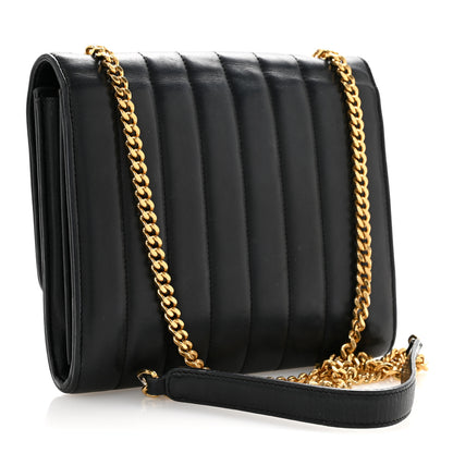 Saint Laurent Lambskin Matelasse Monogram Vicky Chain Wallet Black 3 of 16