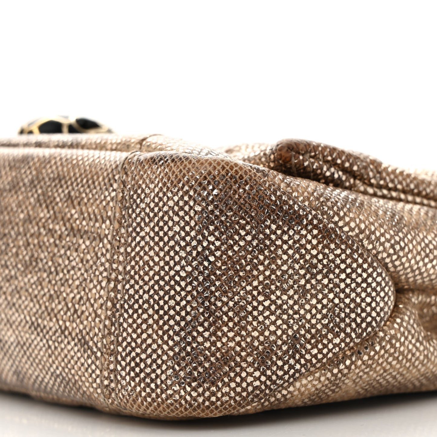 Metallic Karung Matelasse Mini Serpenti Cabochon Crossbody Gold
