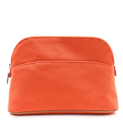 Hermes Cotton Canvas Bolide Travel Cosmetic Pouch MM Feu 1 of 6