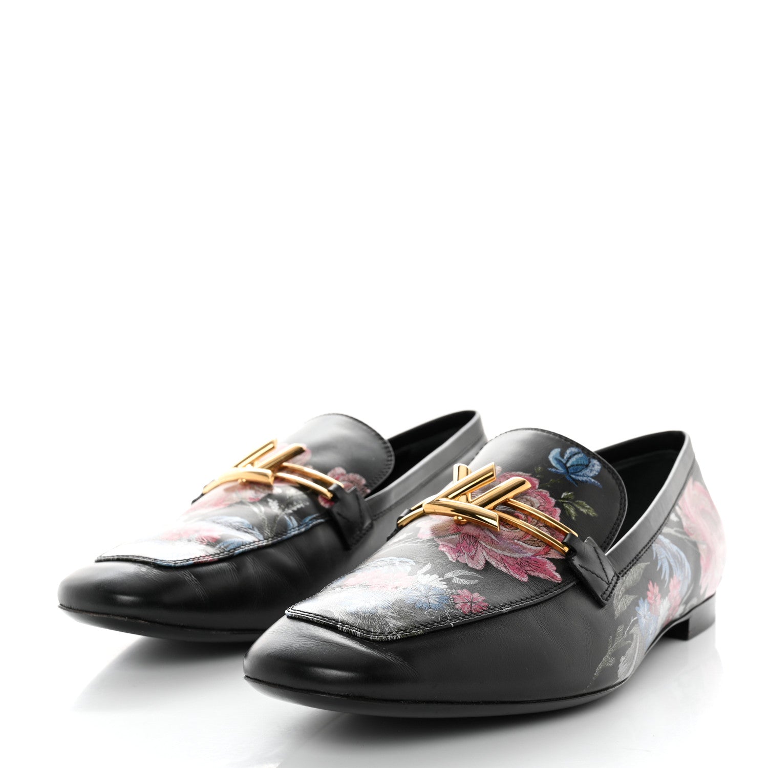Louis Vuitton Calfskin Flowers Upper Case Flat Loafer 41 Black Multicolor 3 of 11