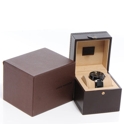 Louis Vuitton Stainless Steel Rubber 41mm Tambour GMT Automatic Watch Black 5 of 5