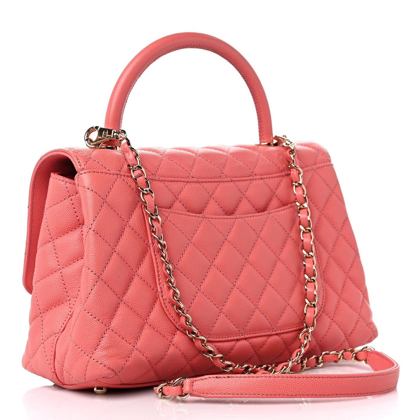 Caviar Quilted Small Coco Handle Flap Pink