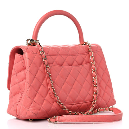 Chanel Caviar Quilted Small Coco Handle Flap Pink 3 of 12