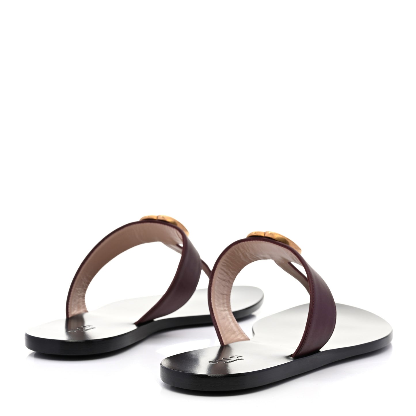 Calfskin GG Marmont Thong Sandals 39.5 Vintage Bordeaux