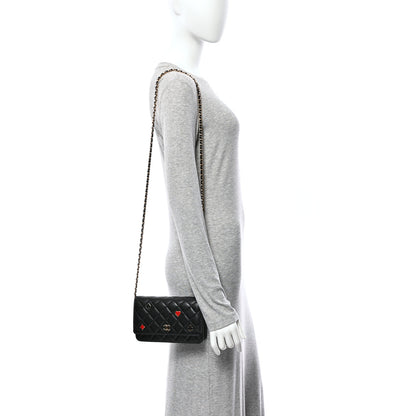 Chanel Lambskin Quilted Enamel Coco Casino Wallet On Chain WOC Black 2 of 11